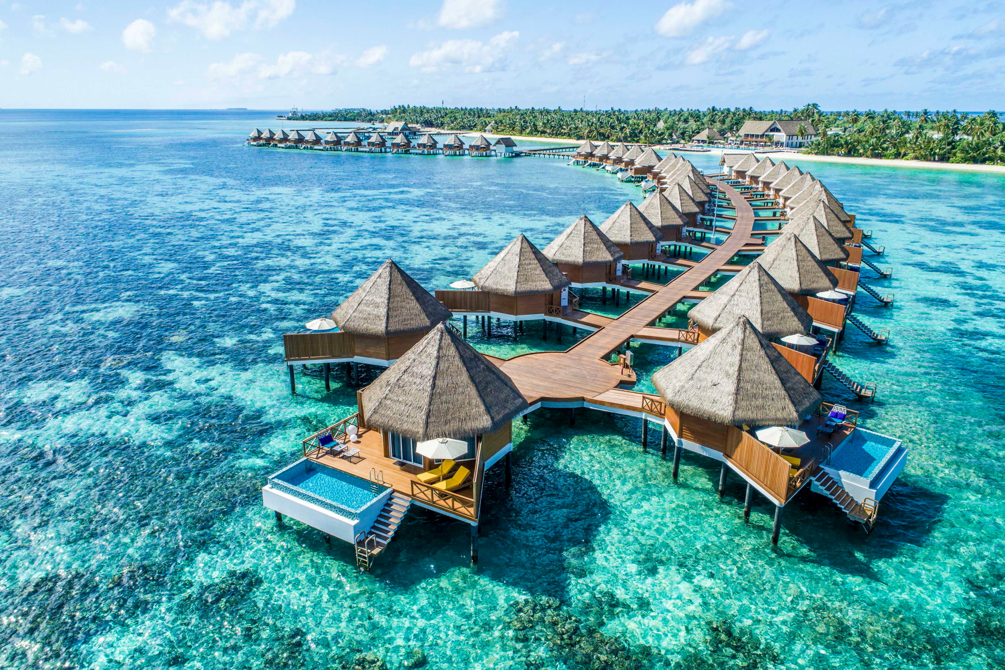 Mercure Maldives Kooddoo has 68 villas comprising of 43 Over Water Villas and 25 Beach Villas. Twenty of the villas feature a private 3x6 meter swimming pool. Click to enlarge.